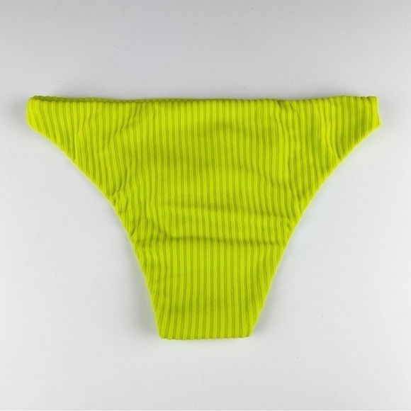 Andie The Cheeky Bikini Bottom Swimsuit Neon Green Ribbed Terry Size S NWT - Picture 7 of 9